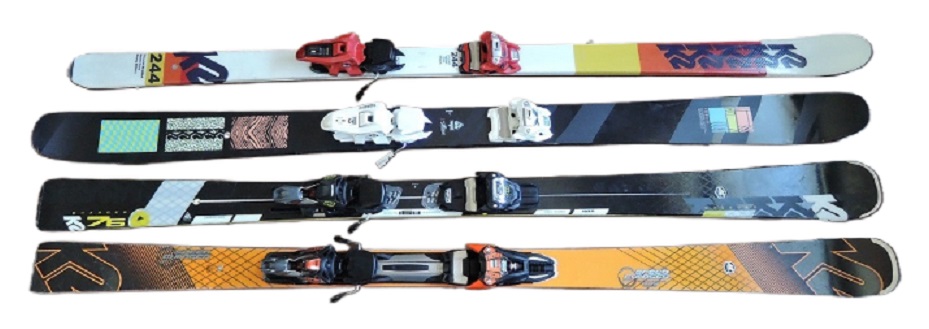写真　三澤洋史が所有する4組のスキー板