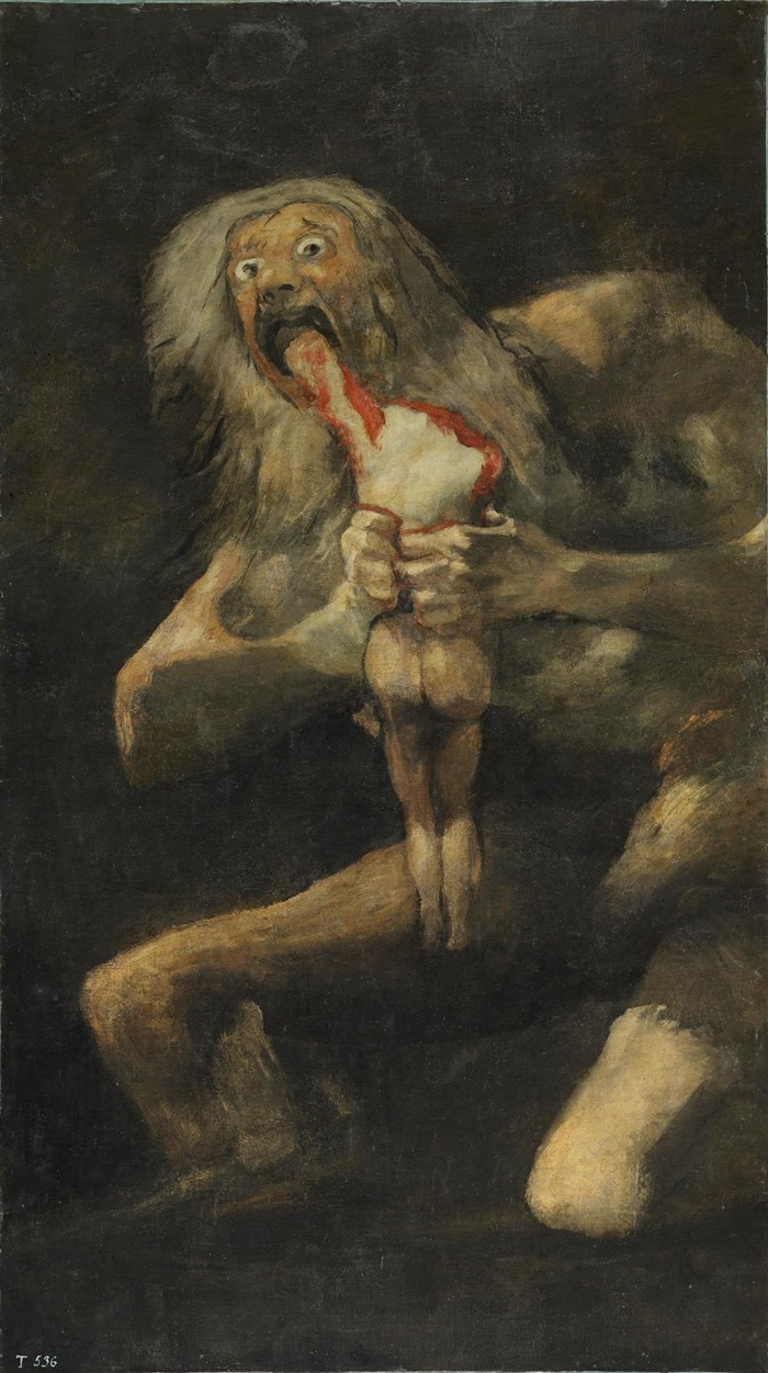 絵画の写真　ゴヤ作の「我が子を食らうサトゥルヌス」