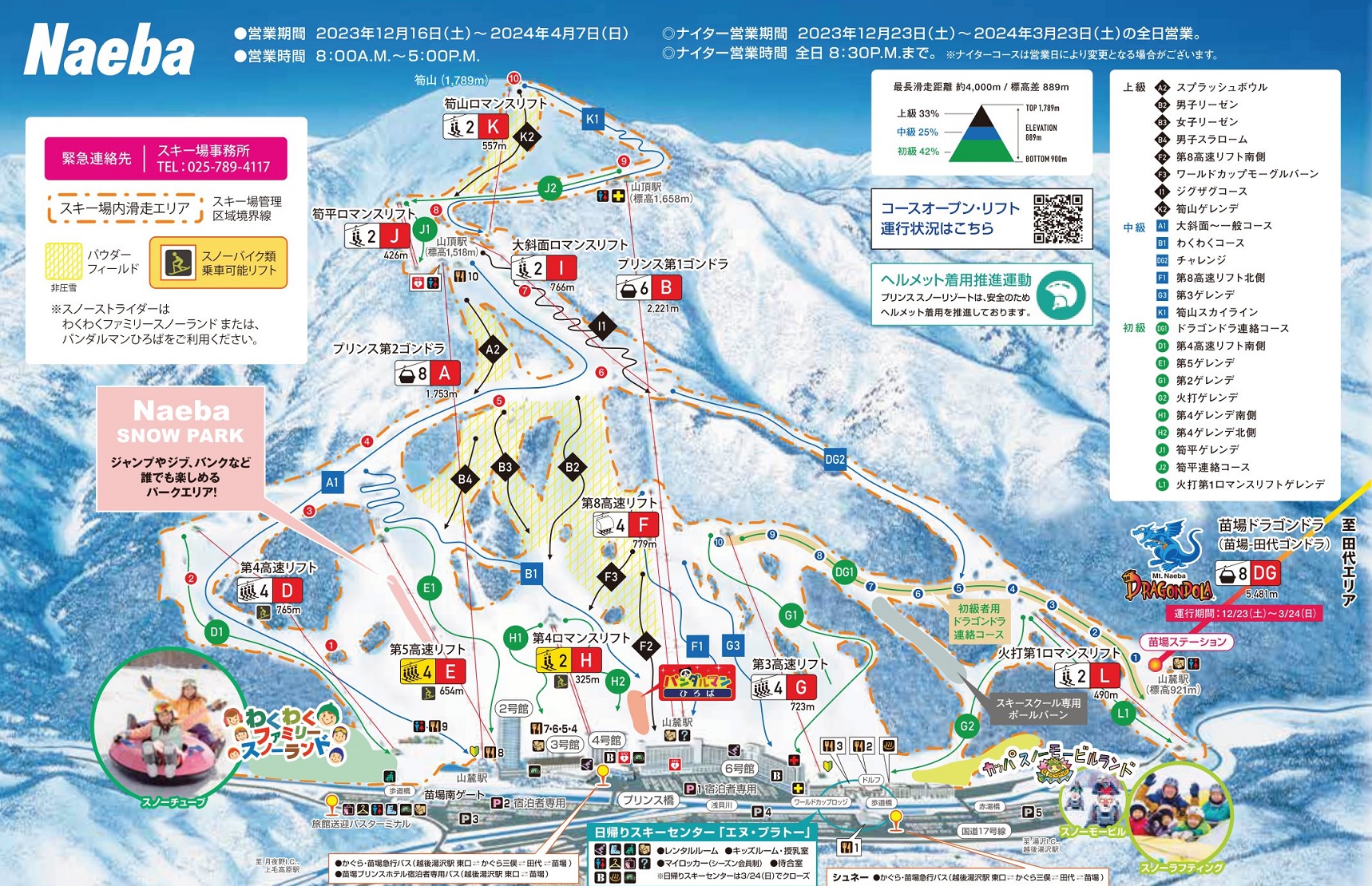 図表　苗場スキー場のゲレンデマップ